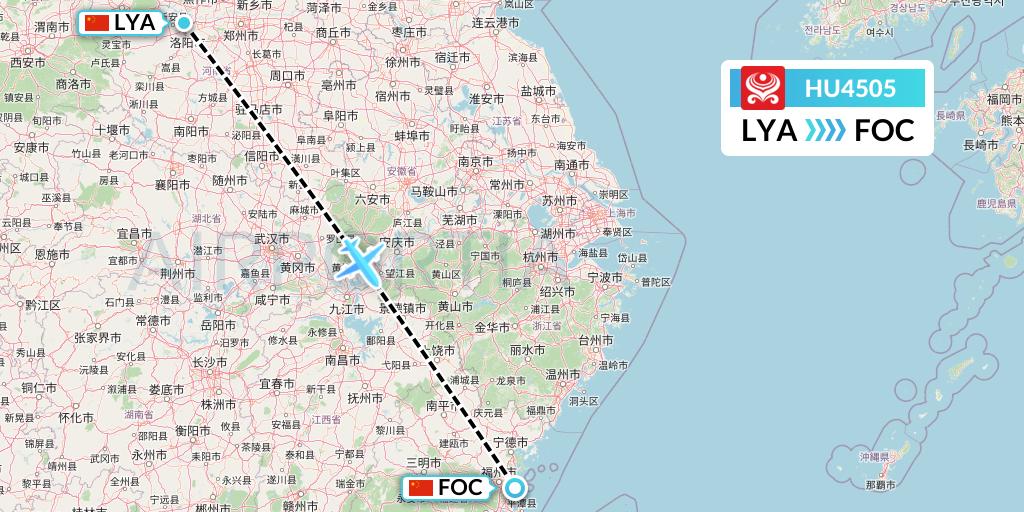 HU4505 Hainan Airlines Flight Map: Luoyang to Fuzhou