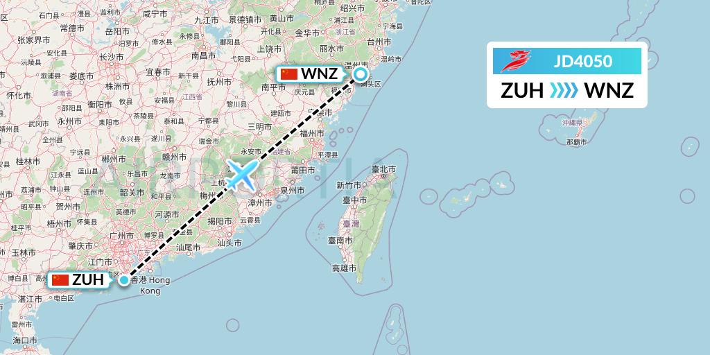 JD4050 Capital Airlines Flight Map: Zhuhai to Wenzhou