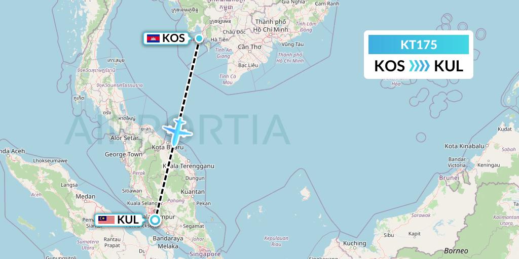 KT175 SiAvia d.o.o. Flight Map: Sihanoukville to Kuala Lumpur