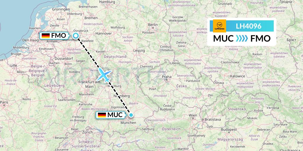 LH4096 Lufthansa Flight Map: Munich to Munster