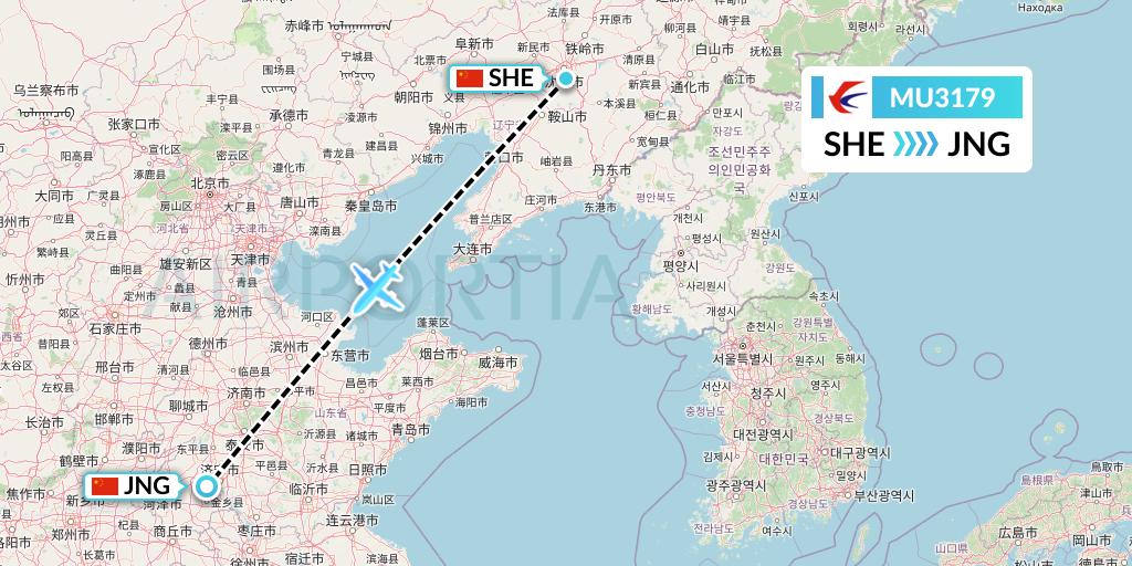 MU3179 China Eastern Airlines Flight Map: Shenyang to Jining