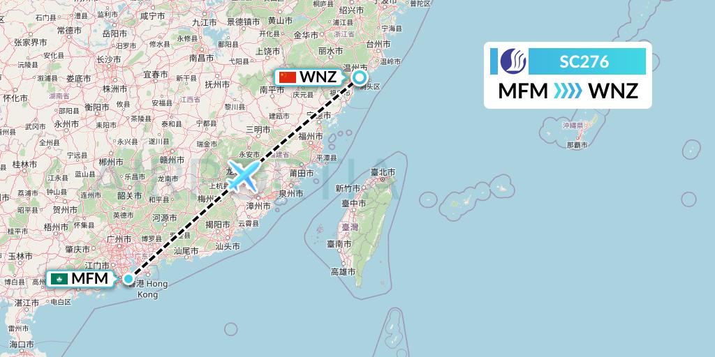 SC276 Shandong Airlines Flight Map: Macau to Wenzhou