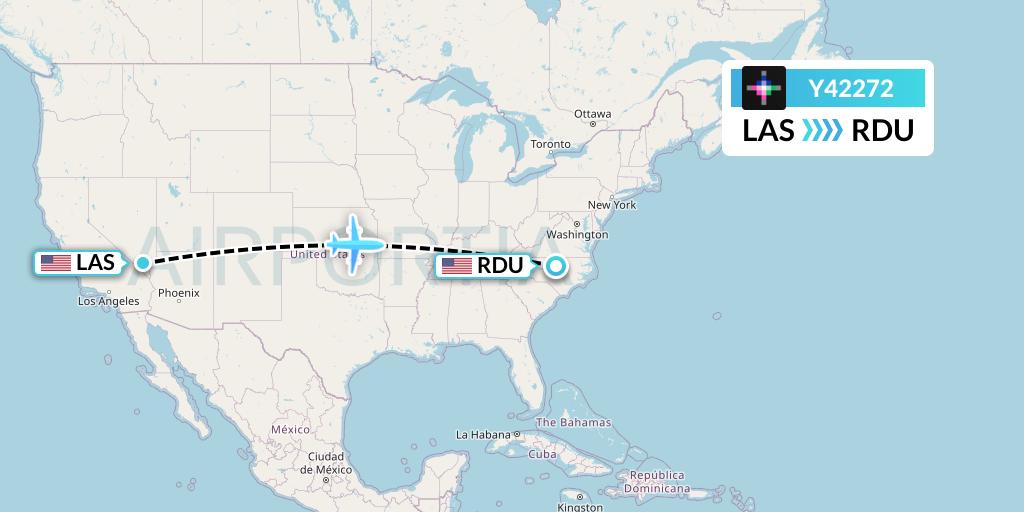 Y42272 Volaris Flight Map: Las Vegas to Raleigh-Durham