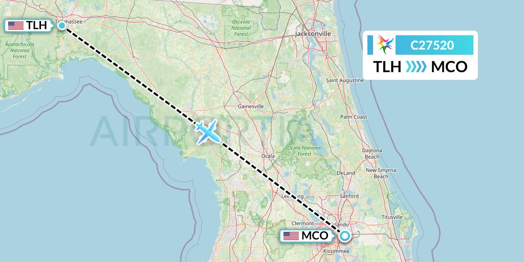 C27520 Ceiba Intercontinental Flight Map: Tallahassee to Orlando
