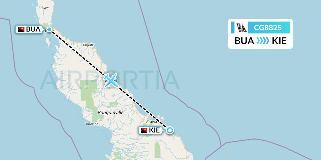 CG8825 Airlines PNG Flight Map: Buka Island to Kieta