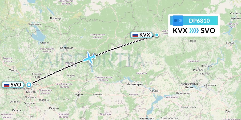 DP6810 Pobeda Flight Map: Kirov to Moscow