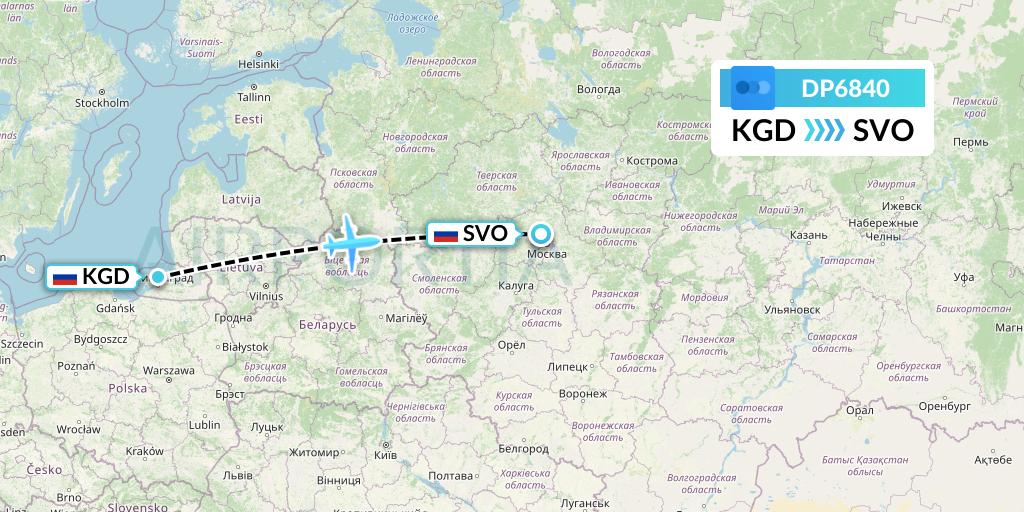 DP6840 Pobeda Flight Map: Kaliningrad to Moscow