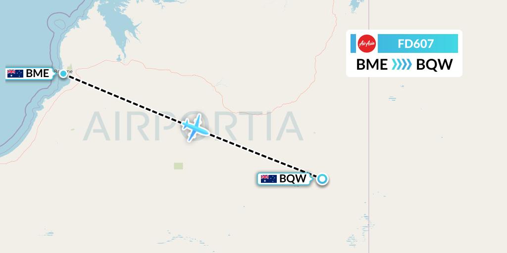 FD607 Thai AirAsia Flight Map: Broome to Australia