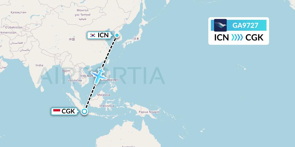 GA9727 Garuda Indonesia Flight Map: Seoul to Jakarta