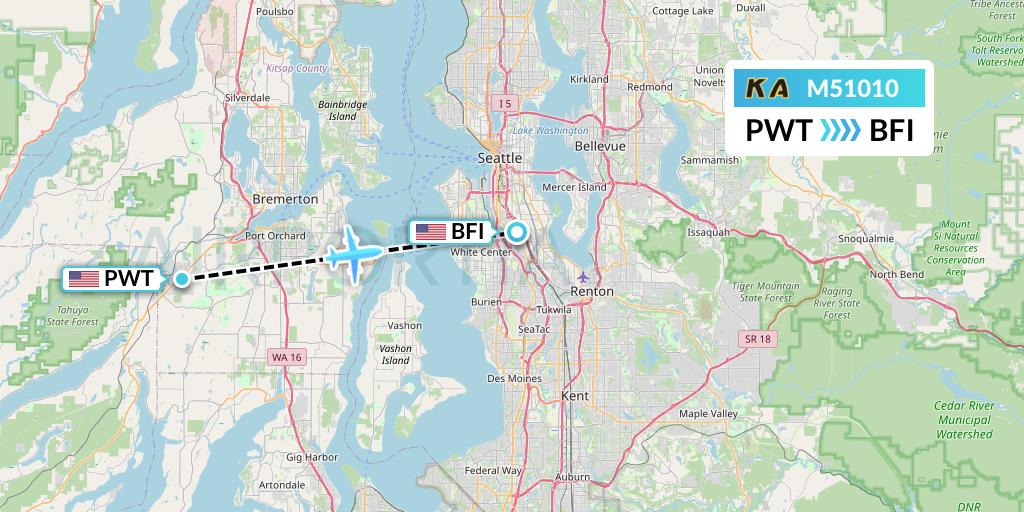 M51010 Kenmore Air Flight Map: Bremerton to Seattle