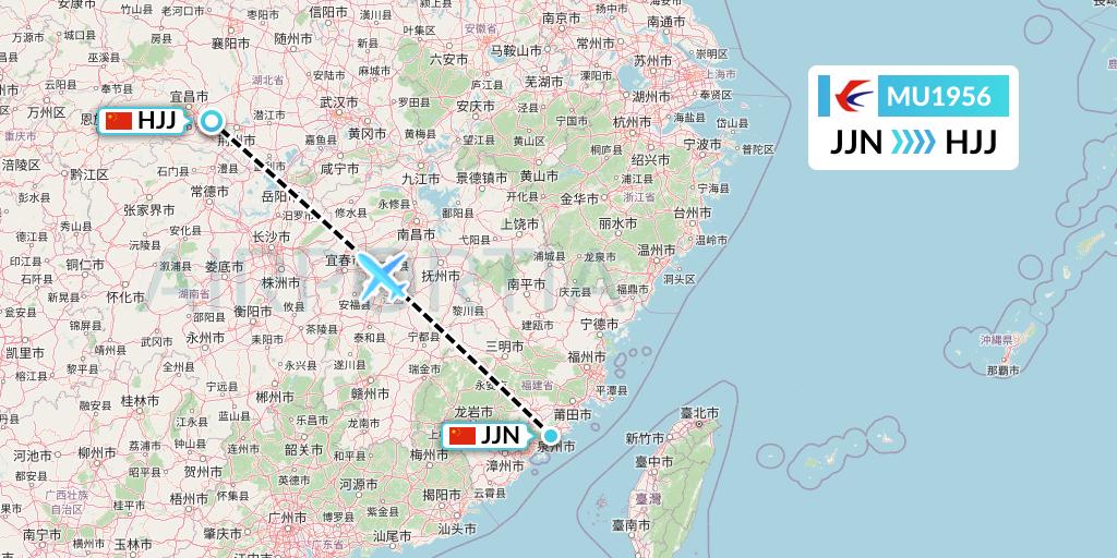 MU1956 China Eastern Airlines Flight Map: Jinjiang to Huaihua