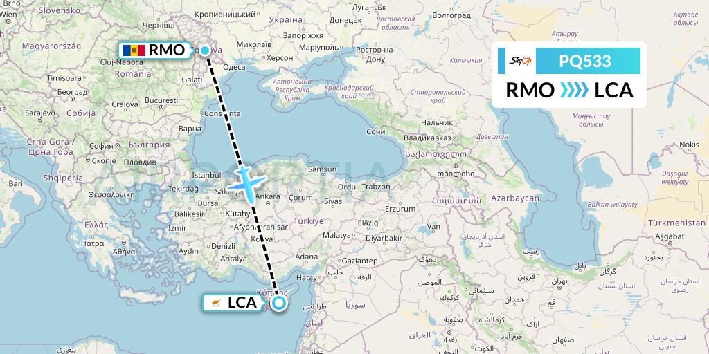 PQ533 SkyUp Airlines Flight Map: Chisinau to Larnaca
