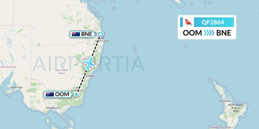 QF2864 Qantas Flight Map: Cooma to Brisbane