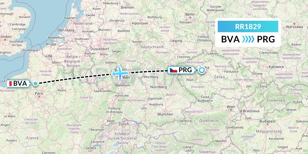 RR1829 Royal Air Force Flight Map: Paris to Prague