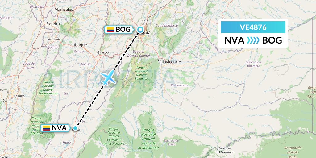 VE4876 Easyfly Flight Map: Neiva to Bogota