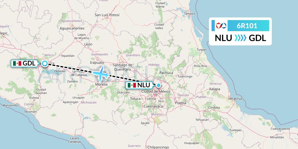 6R101 Alrosa Flight Map: Reyes Acozac to Guadalajara