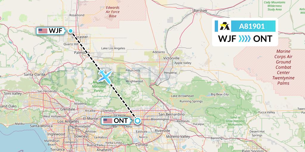 A81901 Aerolink Uganda Flight Map: Lancaster to Ontario