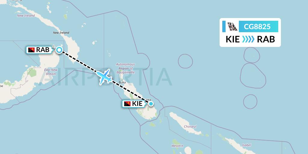 CG8825 Airlines PNG Flight Map: Kieta to Tokua