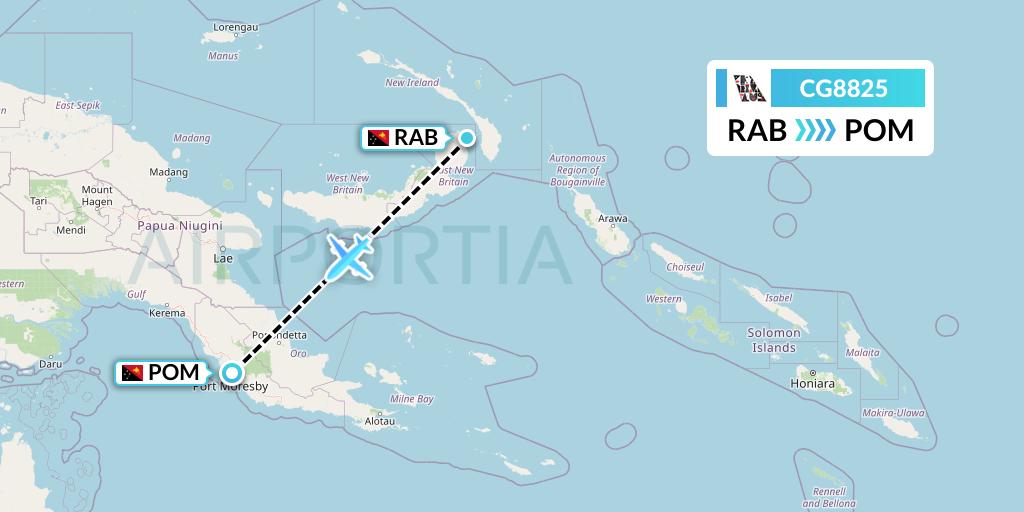 CG8825 Airlines PNG Flight Map: Tokua to Port Moresby