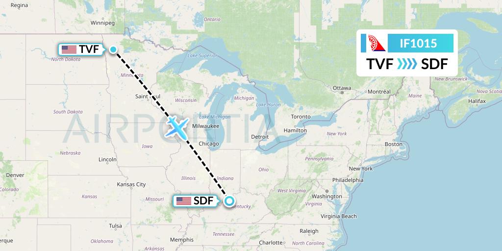 IF1015 Fly Baghdad Flight Map: Thief River Falls to Louisville