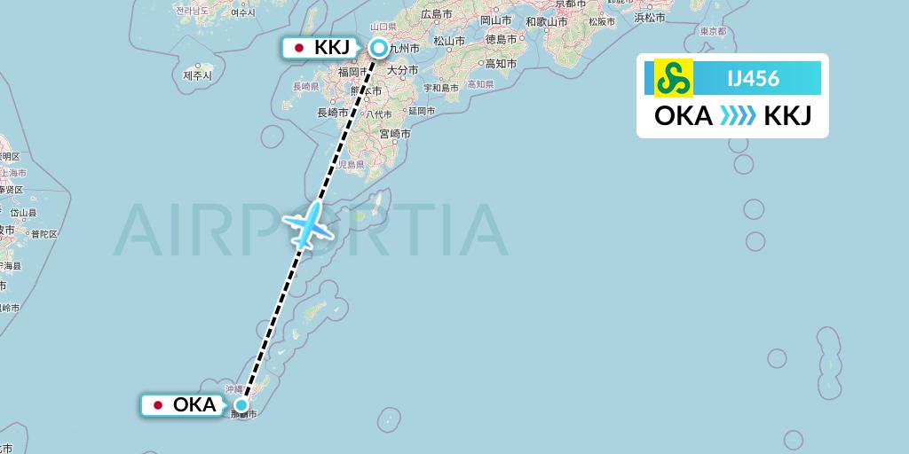IJ456 Spring Airlines Japan Flight Map: Naha to Kitakyushu