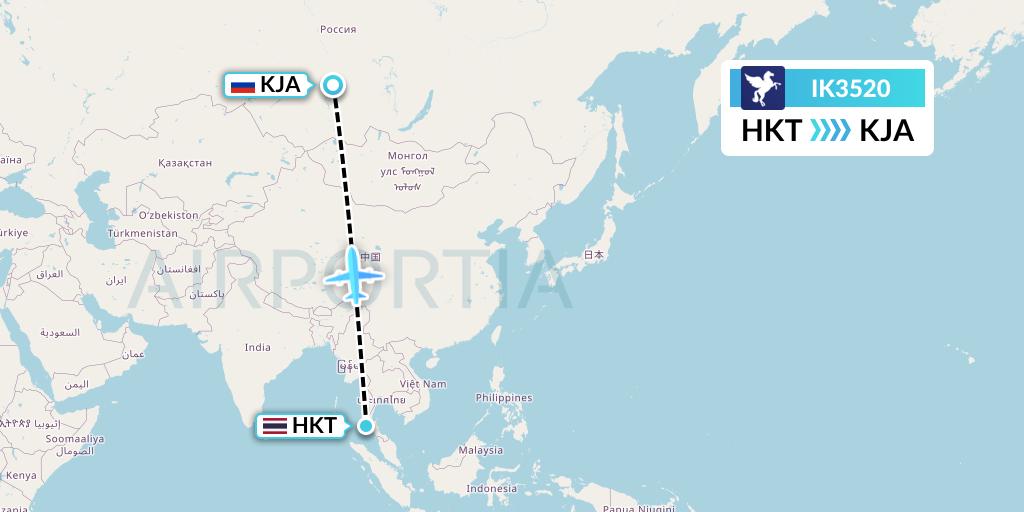 IK3520 Air Kiribati Flight Map: Phuket to Krasnoyarsk