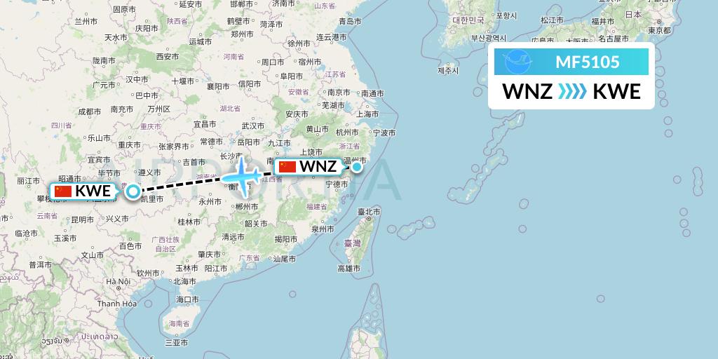 MF5105 Xiamen Airlines Flight Map: Wenzhou to Guiyang