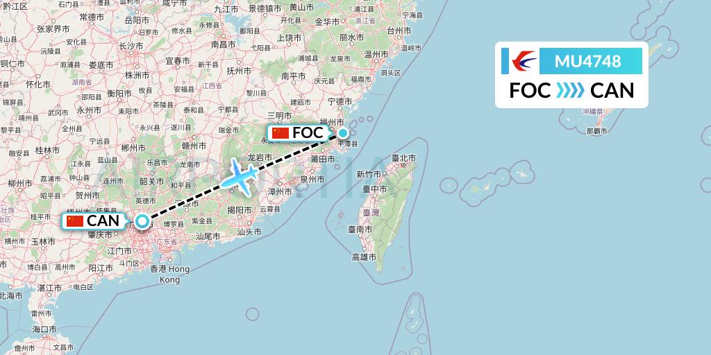 MU4748 China Eastern Airlines Flight Map: Fuzhou to Guangzhou