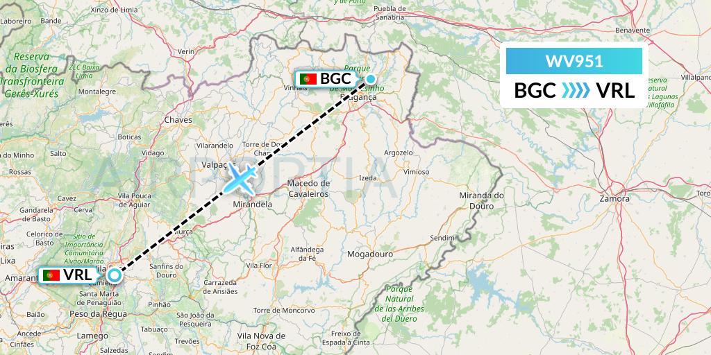 WV951 Flynamibia Flight Map: Portugal to Vila Real