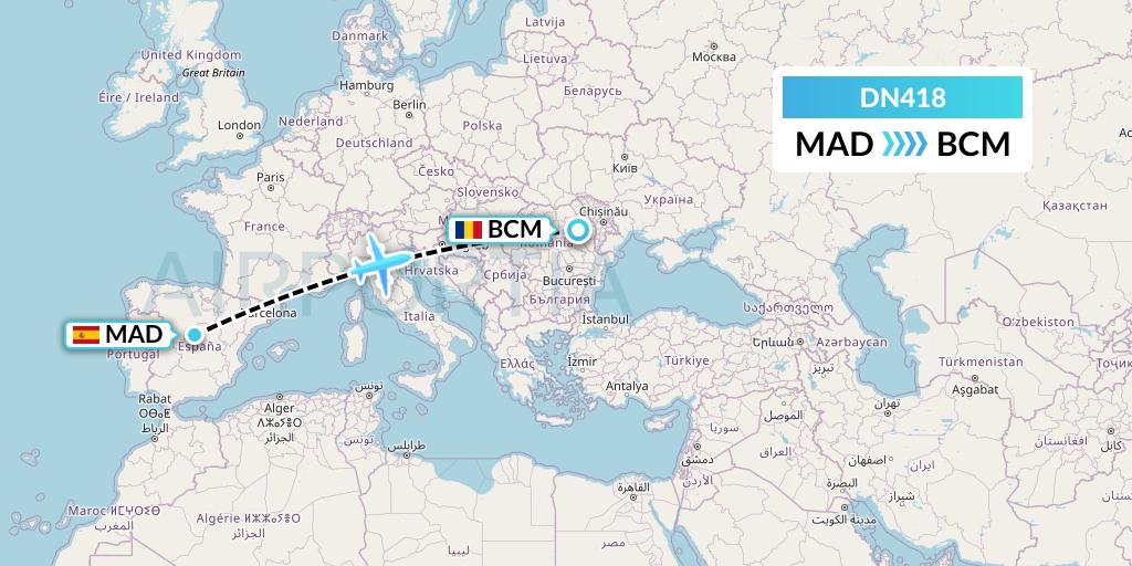 DN418 Aerodespachos de El Salvador Flight Map: Madrid to Bacau