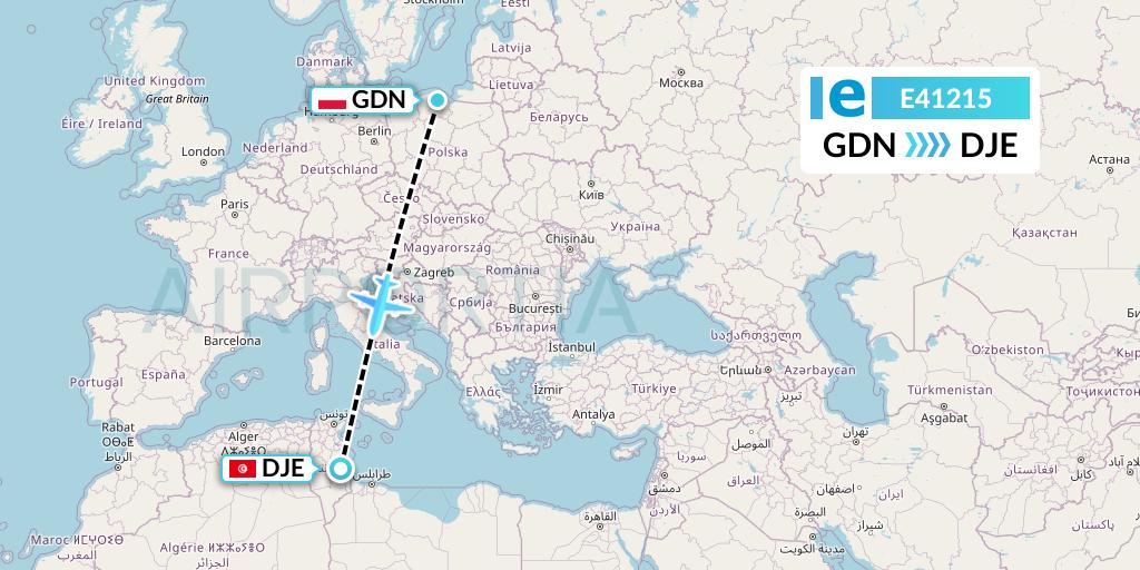 E41215 Estelar Latinoamerica C.A. Flight Map: Gdansk to Djerba
