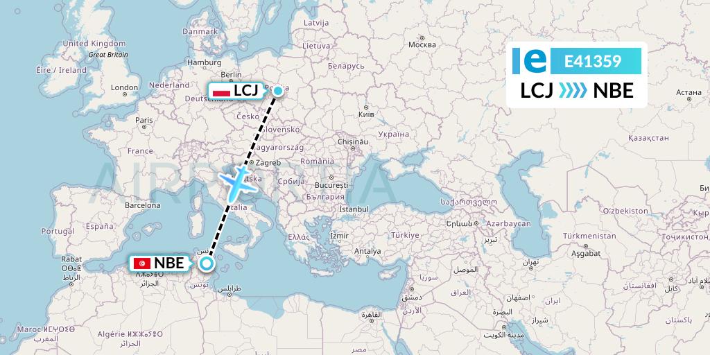 E41359 Estelar Latinoamerica C.A. Flight Map: Lodz to Enfidha
