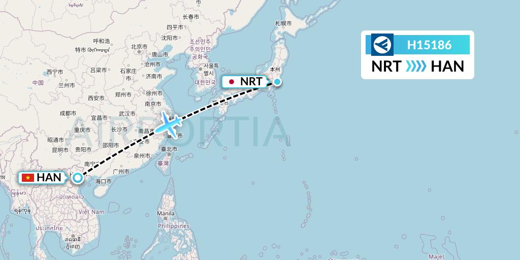 H15186 Hahn Air Systems Flight Map: Tokyo to Hanoi