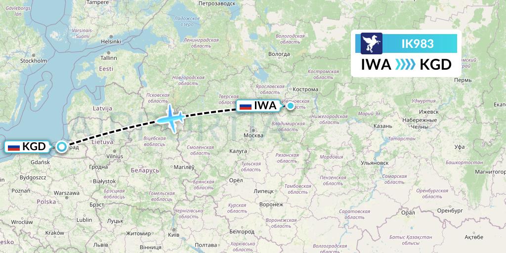 IK983 Air Kiribati Flight Map: Ivanovo to Kaliningrad