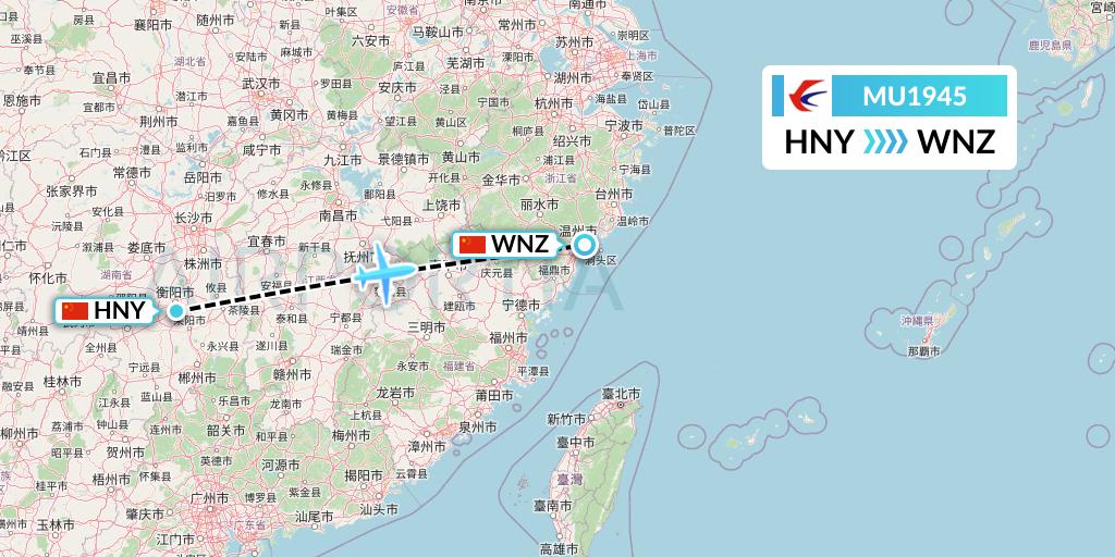MU1945 China Eastern Airlines Flight Map: Hengyang to Wenzhou