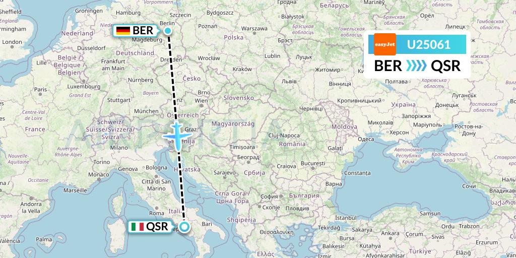 U25061 EasyJet Flight Map: Berlin to Salerno