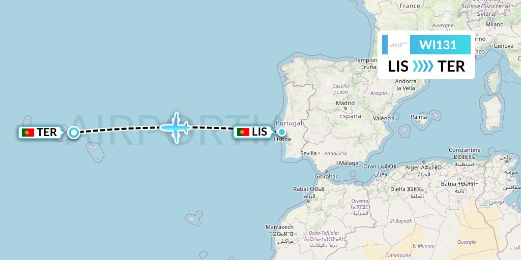 WI131 White Flight Map: Lisbon to Lajes