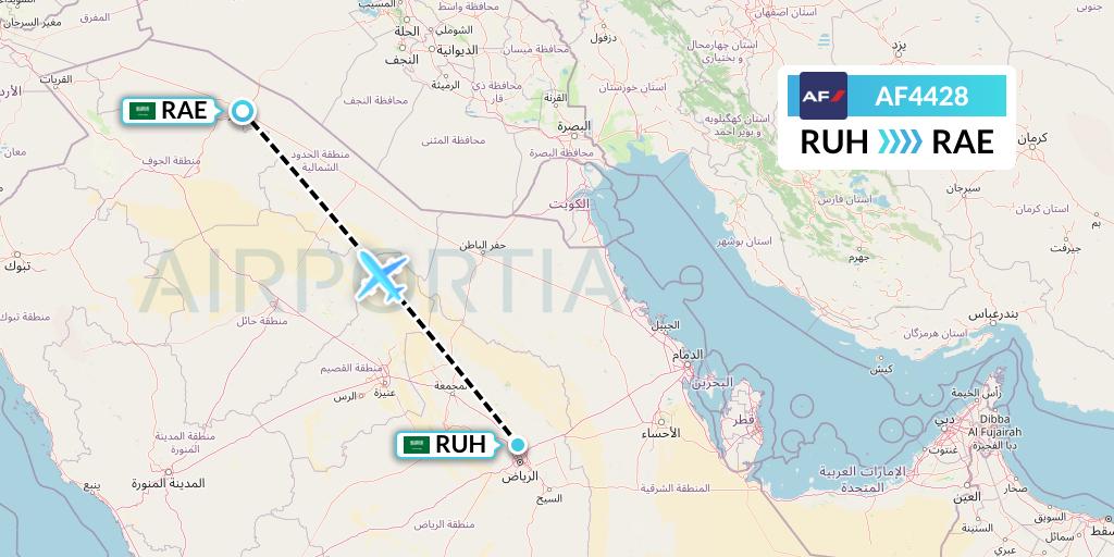 AF4428 Air France Flight Map: Riyadh to Arar