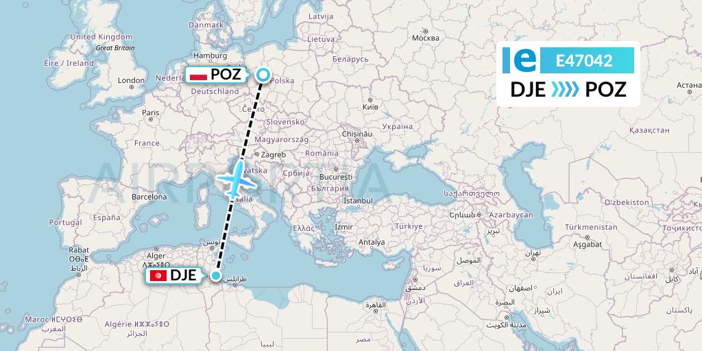 E47042 Estelar Latinoamerica C.A. Flight Map: Djerba to Poznan