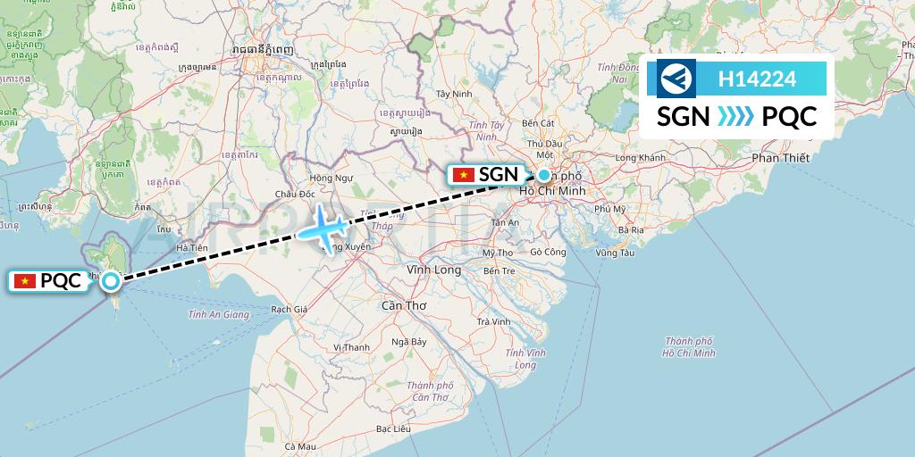 H14224 Hahn Air Systems Flight Map: Ho Chi Minh City to Phu Quoc