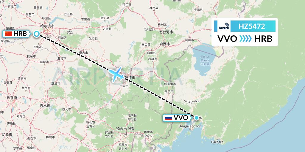 HZ5472 Aurora Flight Map: Vladivostok to Harbin