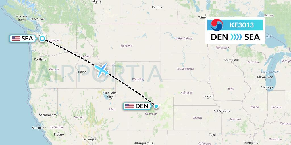 KE3013 Korean Air Flight Map: Denver to Seattle