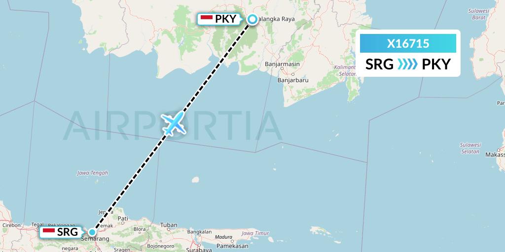 X16715 Nik Airways Flight Map: Semarang to Palangkaraya