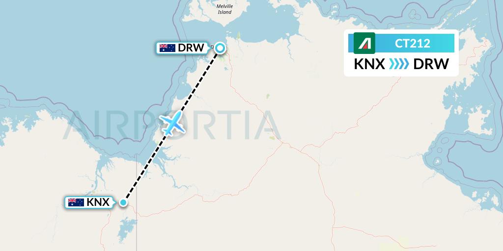 CT212 Alitalia CityLiner Flight Map: Kununurra to Darwin