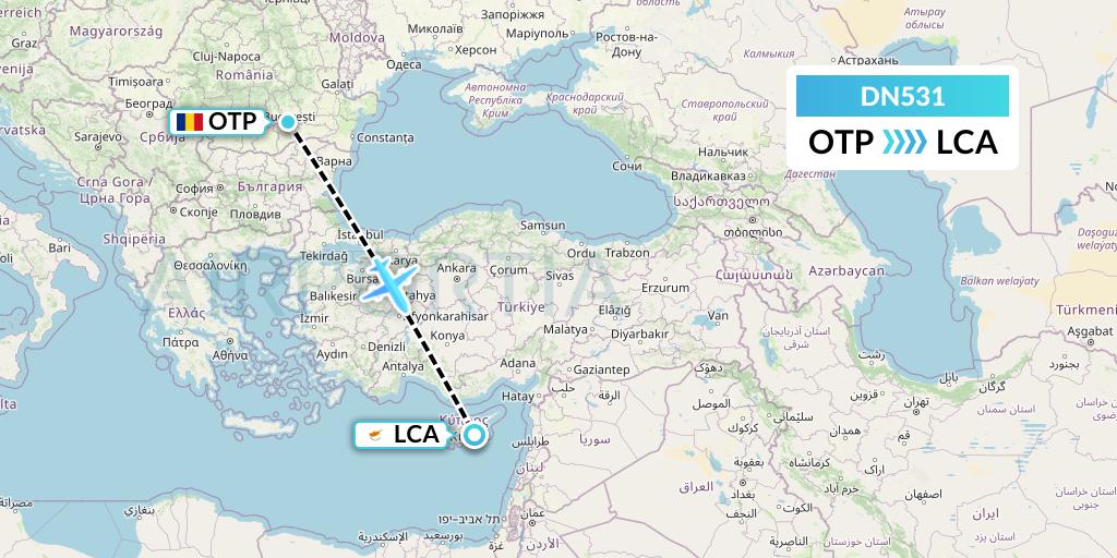 DN531 Aerodespachos de El Salvador Flight Map: Bucharest to Larnaca