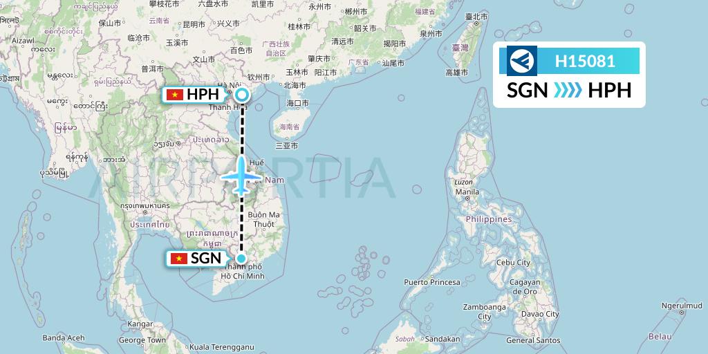 H15081 Hahn Air Systems Flight Map: Ho Chi Minh City to Haiphong