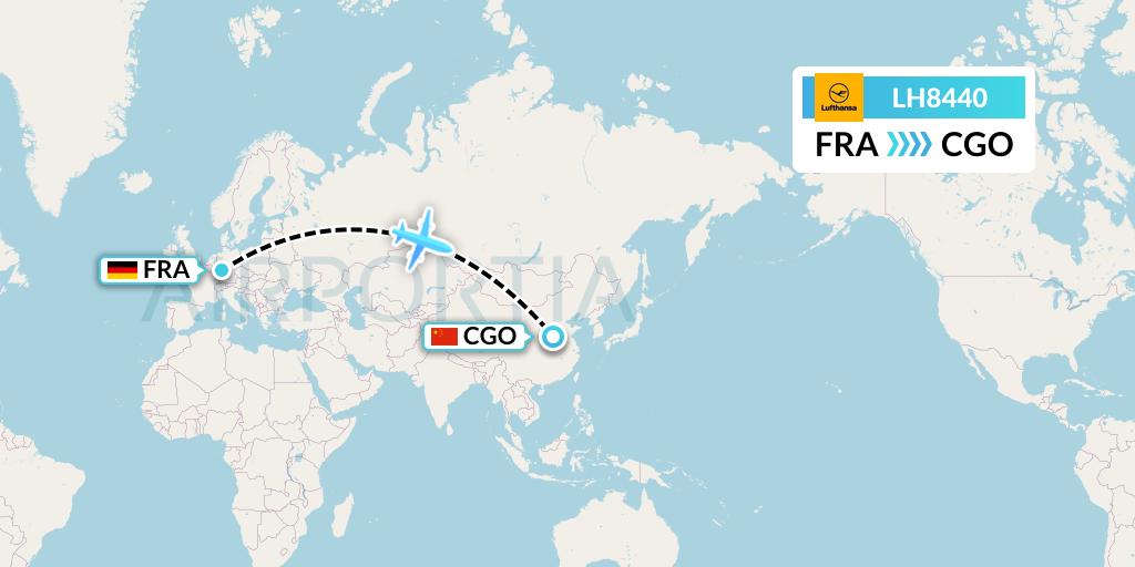 LH8440 Lufthansa Flight Map: Frankfurt to Zhengzhou