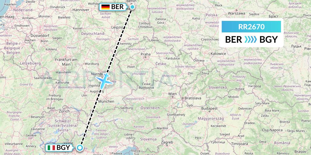 RR2670 Royal Air Force Flight Map: Berlin to Milan