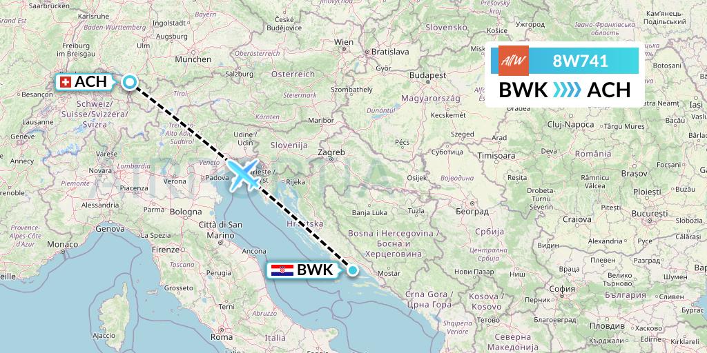 8W741 Fly AllWays Flight Map: Bol to St. Gallen