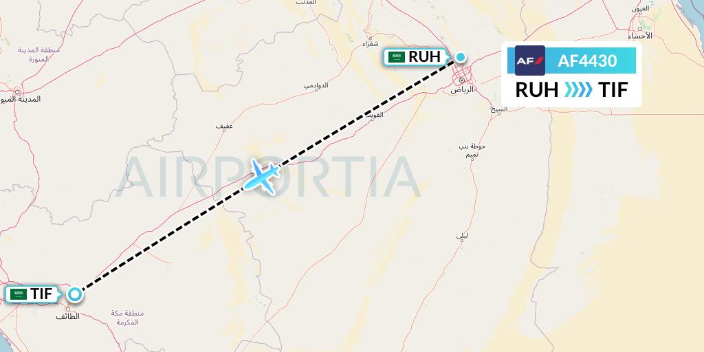 AF4430 Air France Flight Map: Riyadh to Taif